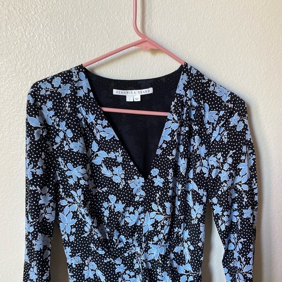 Veronica Beard Women’s Chana Polka Dot Floral Dress Black Size 2 Silk Blend - Picture 4 of 9